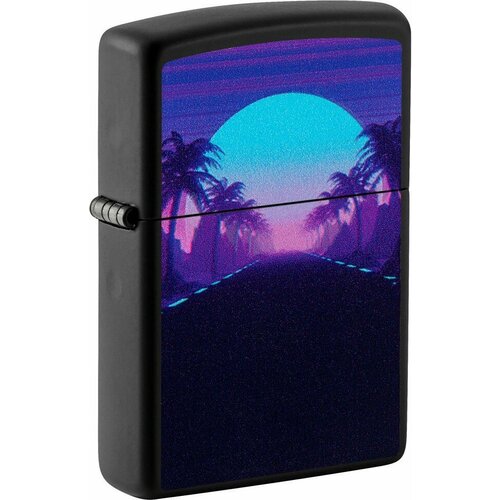 купить за 8180 руб, фото Зажигалка ZIPPO Sunset Black с покрытием Black Light, латунь/сталь, чёрная, матовая, 38x13x57 мм