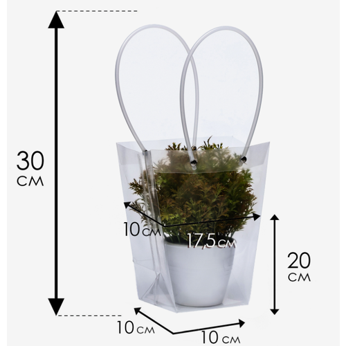 купить за 162 руб, фото Сумка для цветов прозрачная влагостойкая, 17,5x10-10x10-20 см
