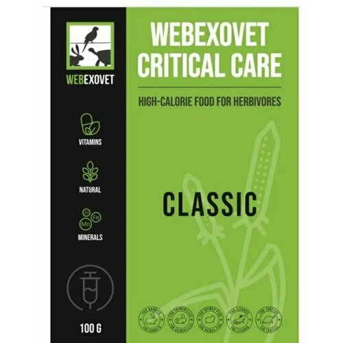 купить за 770 руб, фото Корм сухой для травоядных животных Webexovet Critical Care Classic, 100 гр.