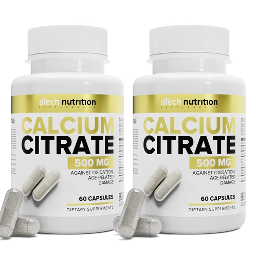 купить за 888 руб, фото Кальция цитрат CALCIUME CITRATE aTech nutrition 60 + 60 капсул