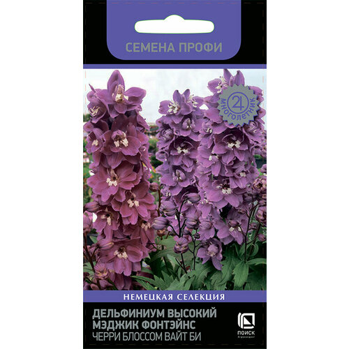 купить за 131 руб, фото Дельфиниум высокий Мэджик Фонтэйнс Черри Блоссом Вайт Би (Семена Профи) (
