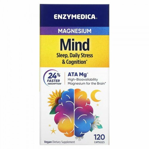 купить за 6360 руб, фото Магний Enzymedica для поддержки когнитивных функций Magnesium Mind, 120 капсул