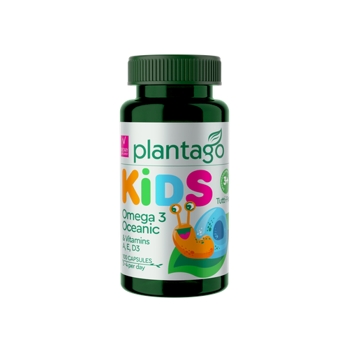 купить за 459 руб, фото Plantago Omega 3 Oceanic KIDS, Детская Омега 3 жевательные капсулы» со вкусом тутти-фрутти 100 табл.