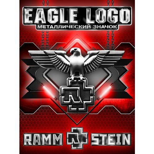 купить за 668 руб, фото Металлический значок на рюкзак Rammstein Eagle Logo