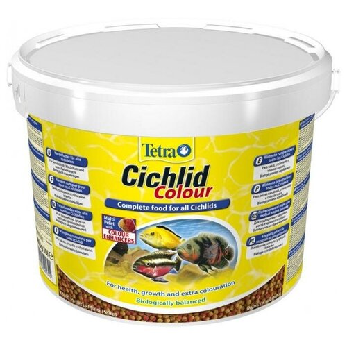 купить за 9428 руб, фото Сухой корм  для  рыб Tetra Cichlid Colour Pellets, 10 л, 3.6 кг