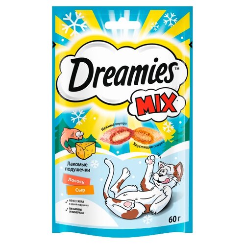 купить за 95 руб, фото Лакомство для кошек  Dreamies Подушечки Mix, 60 г ассорти