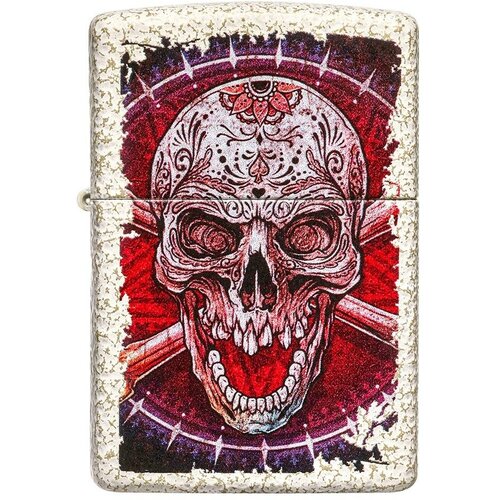 купить за 6450 руб, фото Бензиновая зажигалка ZIPPO Classic 49410 Skull Design с покрытием Mercury Glass - Череп