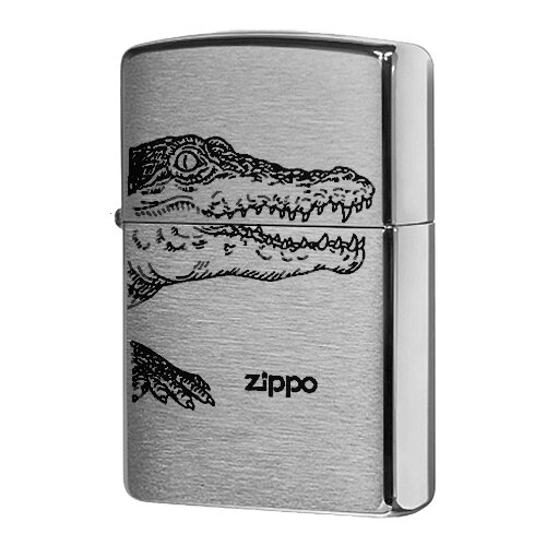 купить за 5096 руб, фото Оригинальная бензиновая зажигалка ZIPPO 200 Alligator с покрытием Brushed Chrome - Крокодил