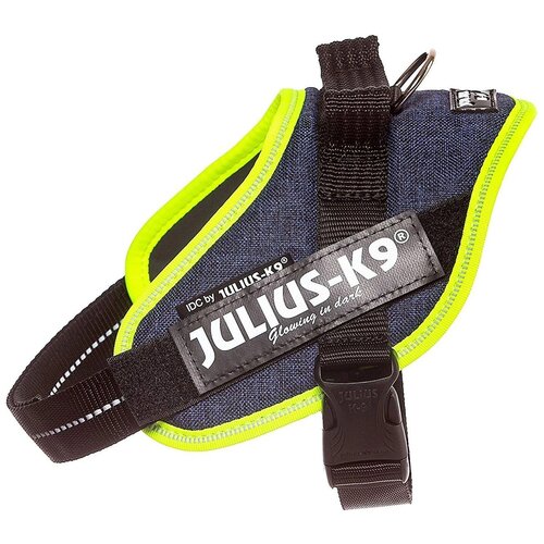 купить за 2651 руб, фото Шлейка JULIUS-K9 IDC Powerharness Mini-Mini джинс/зеленый неон, XS