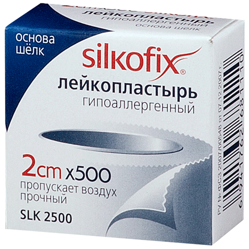 купить за 350 руб, фото Silkofix Лейкопластырь фиксирующий на шелковой основе 2х500 см. белый