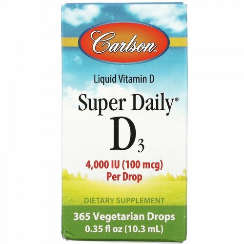 купить за 2500 руб, фото Carlson, Super Daily D3, 1000 МЕ, 10,3 мл (0,35 жидк. унции)