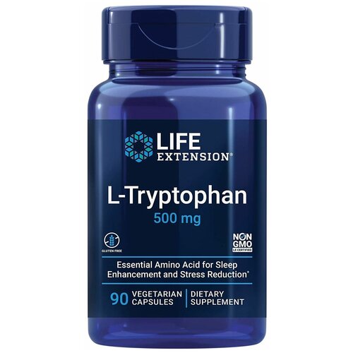 купить за 4606 руб, фото Life Extension L-Tryptophan (L-триптофан) 500 мг 90 капсул