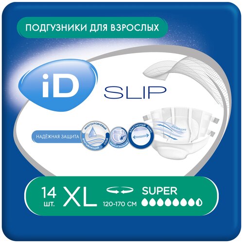 купить за 1415 руб, фото Подгузники для взрослых iD Slip Super, XL, 14 шт.