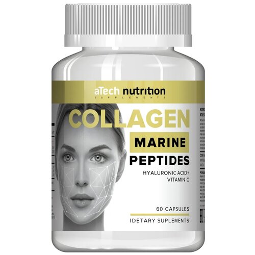 купить за 430 руб, фото Капсулы aTech Nutrition Collagen Marine Peptides (Hyaluronic Acid  Vitamin C), 46 г