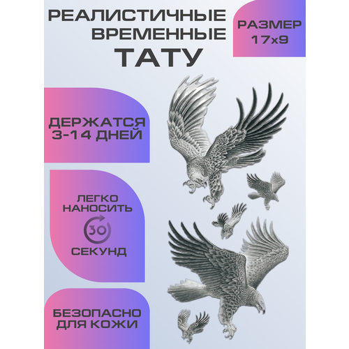 купить за 399 руб, фото Тату переводные долговременные, временные тату птица