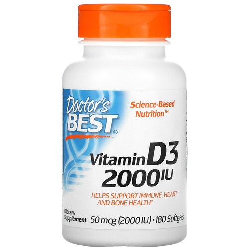 купить за 1140 руб, фото Капсулы Doctor's Best Vitamin D3, 80 г, 2000 ME, 180 шт.