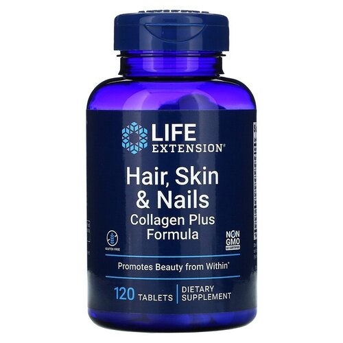 купить за 4340 руб, фото Таблетки Life Extension Hair Skin & Nails Collagen Plus Formula, 120 шт.