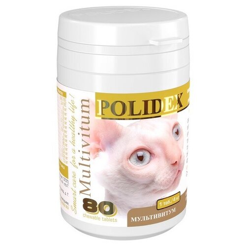 купить за 1065 руб, фото Витамины Polidex Multivitum (Мультивитум) для кошек, 80 шт.