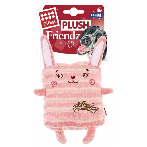 купить за 540 руб, фото Игрушка для собак GIGWI Plush Friendz Кролик с пищалкой (12 см)