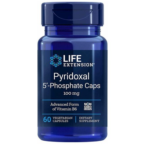 купить за 3080 руб, фото Life Extension, Pyridoxal 5'-Phosphate Caps, 100 mg, 60 Vegetarian Capsules