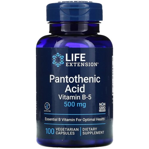 купить за 1680 руб, фото Капсулы Life Extension Pantothenic Acid Vitamin B-5, 120 г, 500 мг, 100 шт.