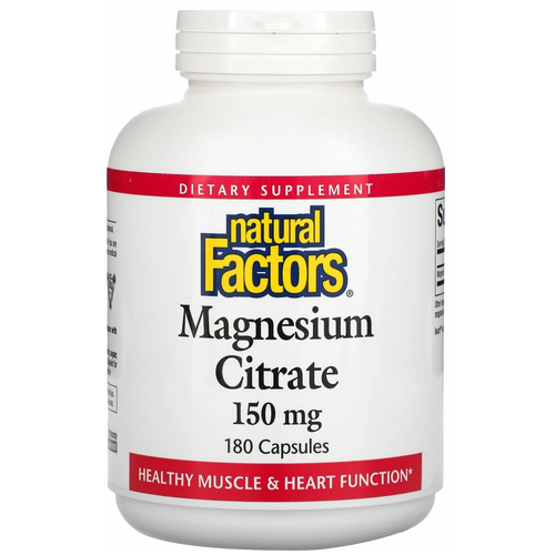 купить за 2525 руб, фото Natural Factors Magnesium Citrate капс., 150 мг, 290 г, 180 шт.