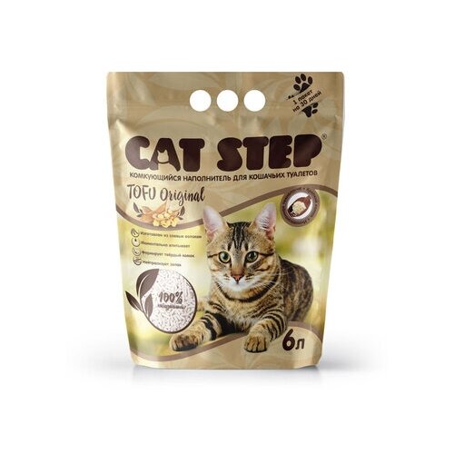 купить за 1781 руб, фото Cat Step Комкующийся растительный наполнитель Tofu Original 6L | Cat Step Tofu Original 2,8 кг 39513 (2 шт)