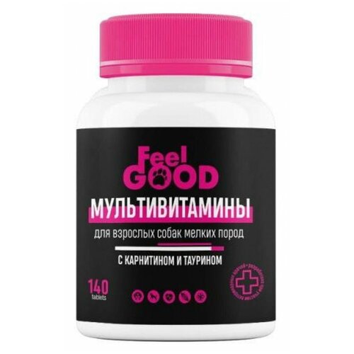 купить за 367 руб, фото Мультивитамины FeelGOOD с карнитином и таурином для взрослых собак мелких пород, таблетки, № 140