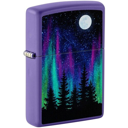 купить за 6094 руб, фото Зажигалка ZIPPO Night In The Forest с покрытием Purple Matte, латунь/сталь, фиолетовая, 38x13x57 мм