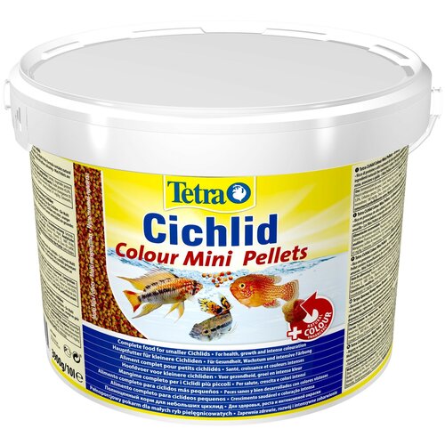 купить за 9810 руб, фото Корм Tetra Cichlid Colour Pellets Mini 10 л, мини-шарики для небольших цихлид, усиливает яркость окраски