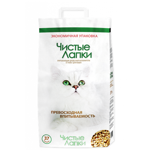 купить за 905 руб, фото Впитывающий наполнитель Чистые лапки Древесный, 37л, 1 шт.