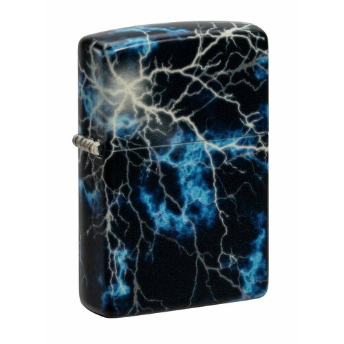 купить за 9343 руб, фото Зажигалка ZIPPO Lightning с покрытием Glow In The Dark Green, латунь/сталь, черная, 38x13x57 мм