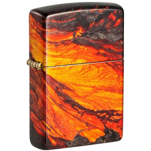 купить за 8782 руб, фото Зажигалка ZIPPO Lava Flow с покрытием 540 Tumbled Brass, латунь/сталь, оранжевая, 38x13x57 мм